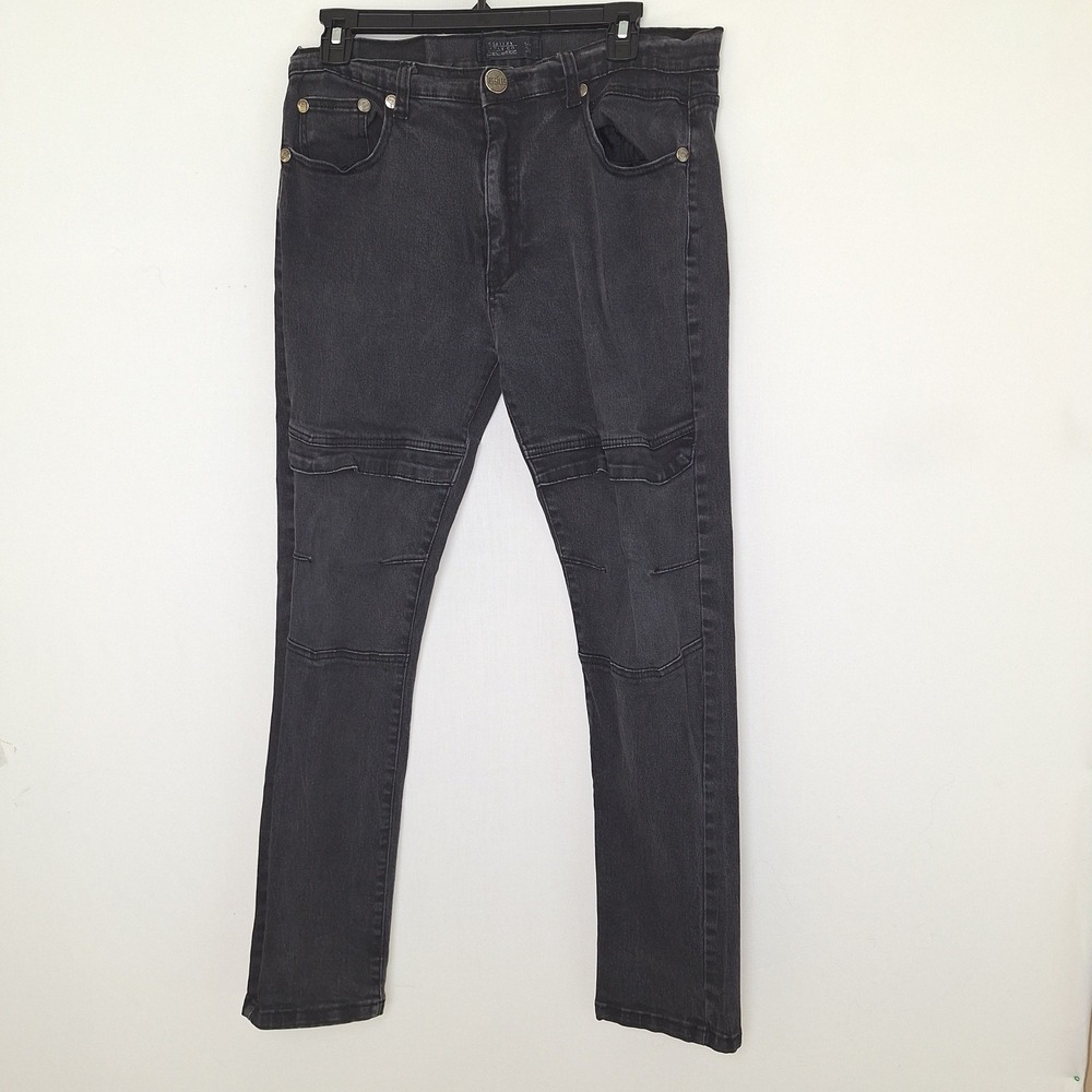 Moto Biker Edgy Trestles Supply Co Charcoal Black Slim Jeans Size 36 (31X28)